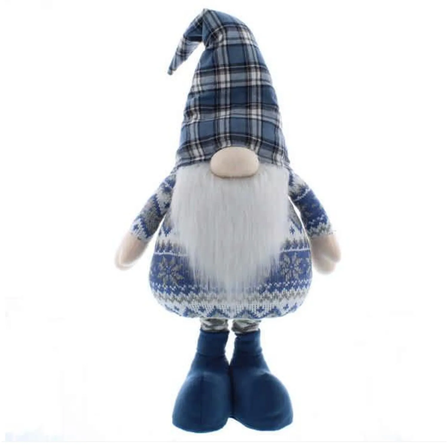 Festive 68cm Extendable Legs with a Blue/Grey Checkered Hat Gonk