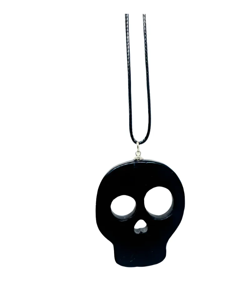 Firework Stone Crystal Skull Pendant Necklace