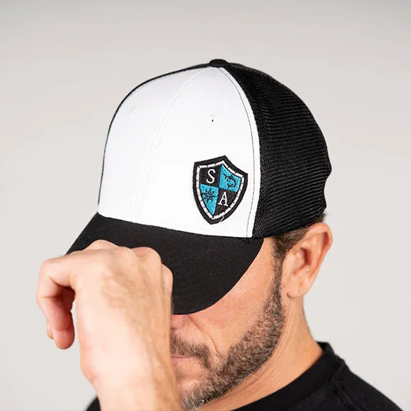 FlexFit Hat | Wht/Blk | SA Blue Shield