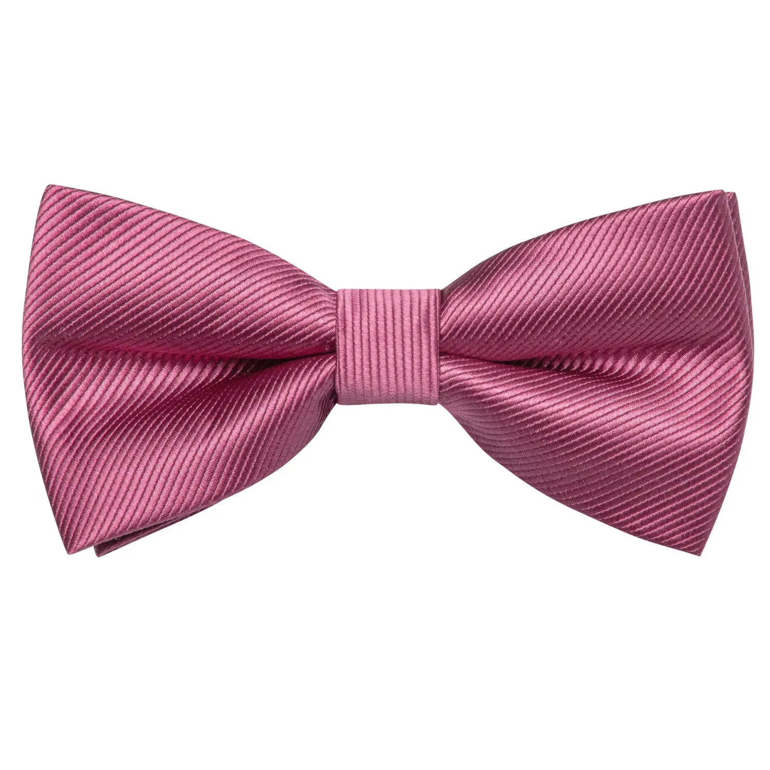 Fuchsia Pink Striped Pre-tied Bow Tie Hanky Cufflinks Set