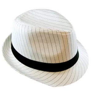 Gangster Hat Pinstripe White