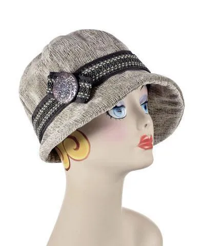 Grace Cloche Style Hat - Bongo in Beige Upholstery (Brown Flower Trim - Sold Out)