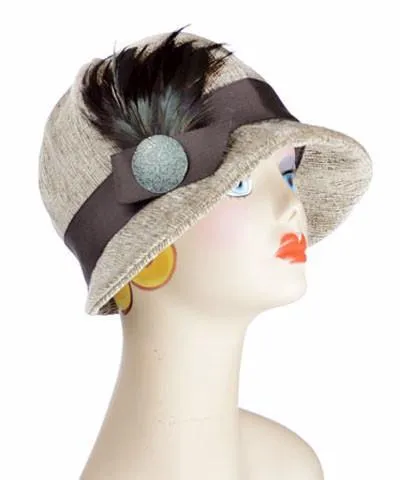 Grace Cloche Style Hat - Bongo in Beige Upholstery (Brown Flower Trim - Sold Out)