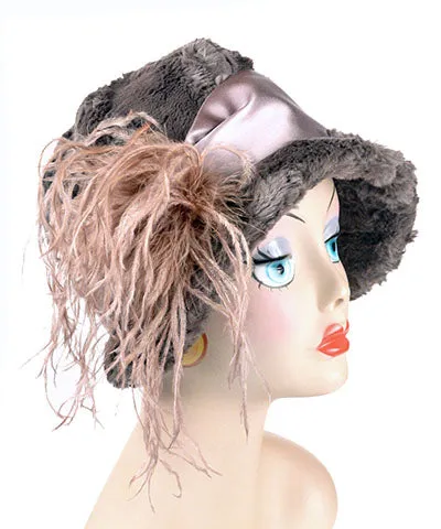 Grace Cloche Style Hat - Cuddly Faux Fur in Gray (Satin Band SA21-04CHM - Champagne Sash Sold Out!)