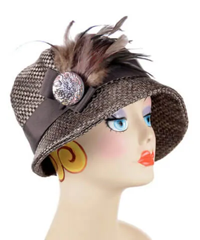 Grace Cloche Style Hat - Interconnected in Java Upholstery (Trims Shown - Limited Availability)