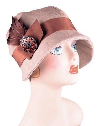 Grace Cloche Style Hat - Linen in Natural