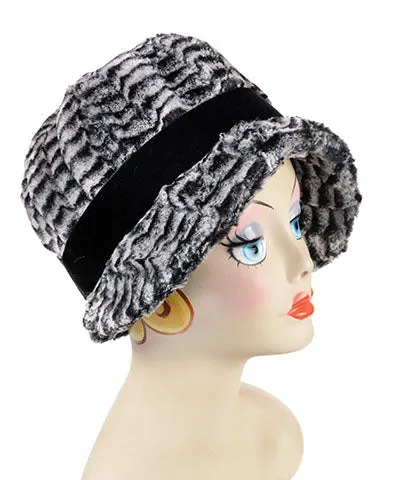 Grace Cloche Style Hat - Luxury Faux Fur 8mm in Black/White