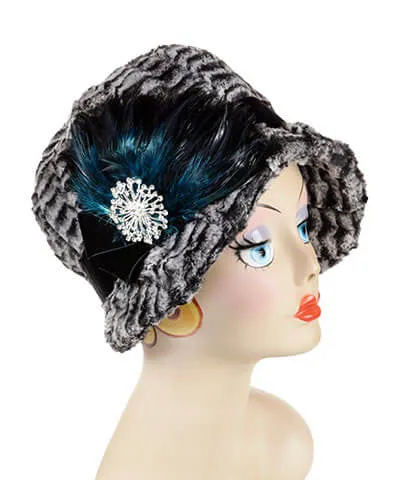 Grace Cloche Style Hat - Luxury Faux Fur 8mm in Black/White