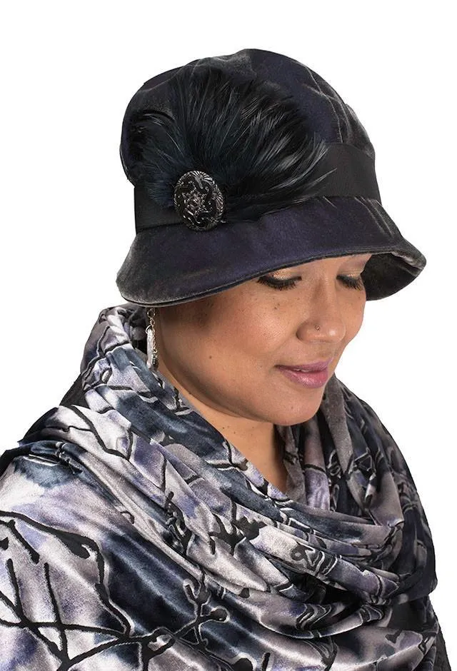 Grace Cloche Style Hat - Velvet in Smoky Quartz (Limited Availability)