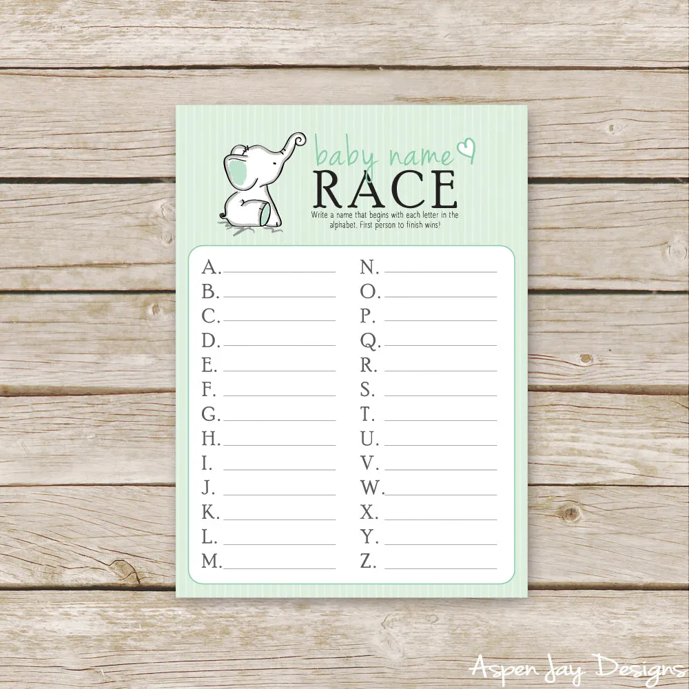 Green Elephant Baby Name Race