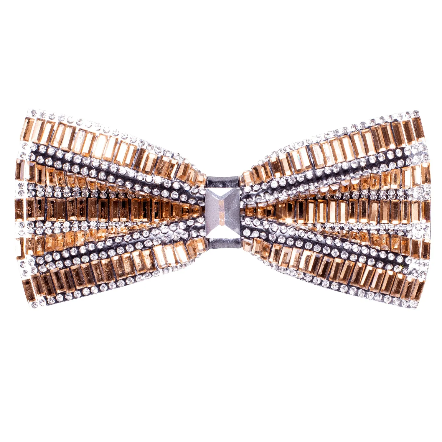 Hi-Tie Brown White Shining Rhinestone Pre-tied Adjustable Mens Bow Tie