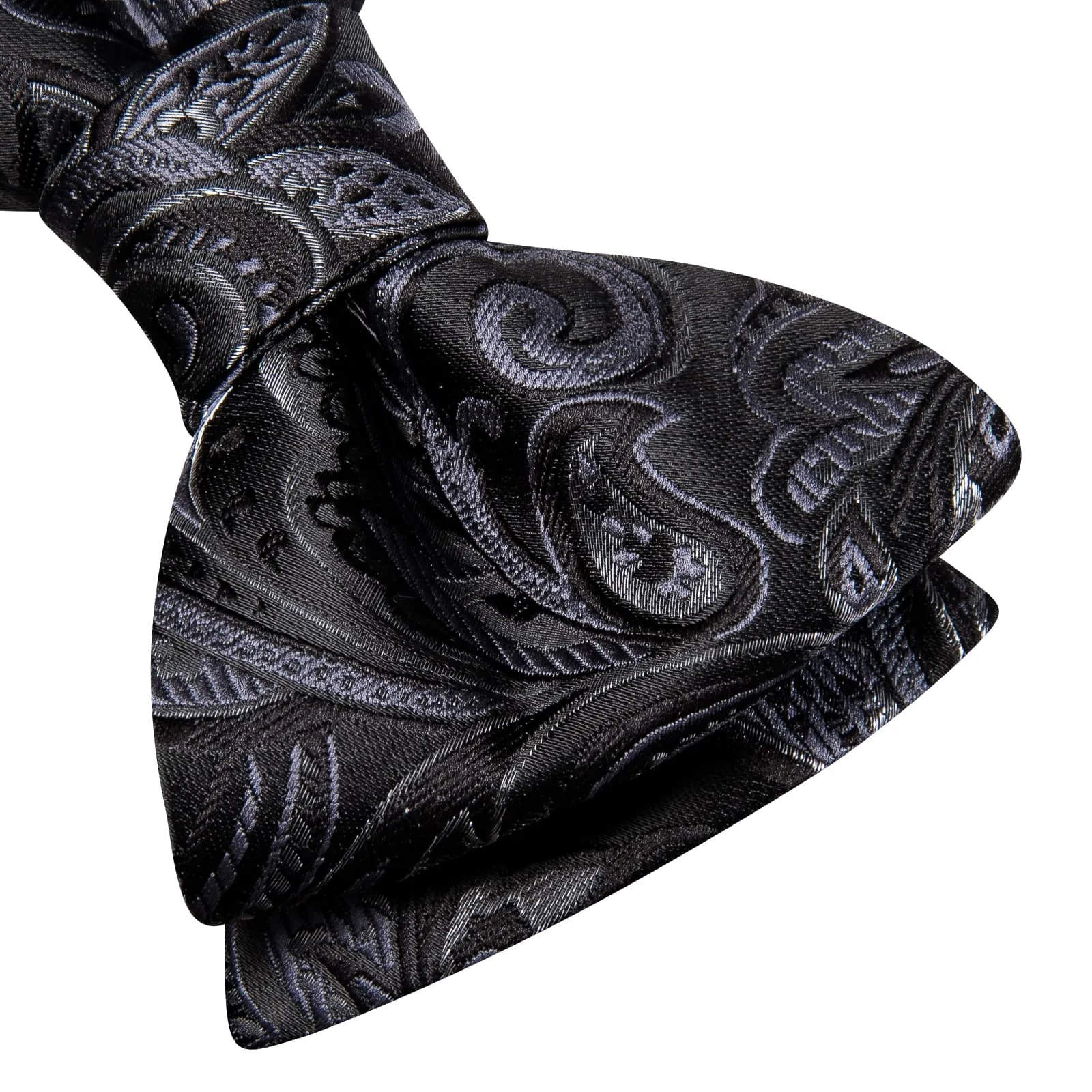 Hi-Tie Floral Bowtie Self-Tied Black Grey Men's Tie Set Formal Dress