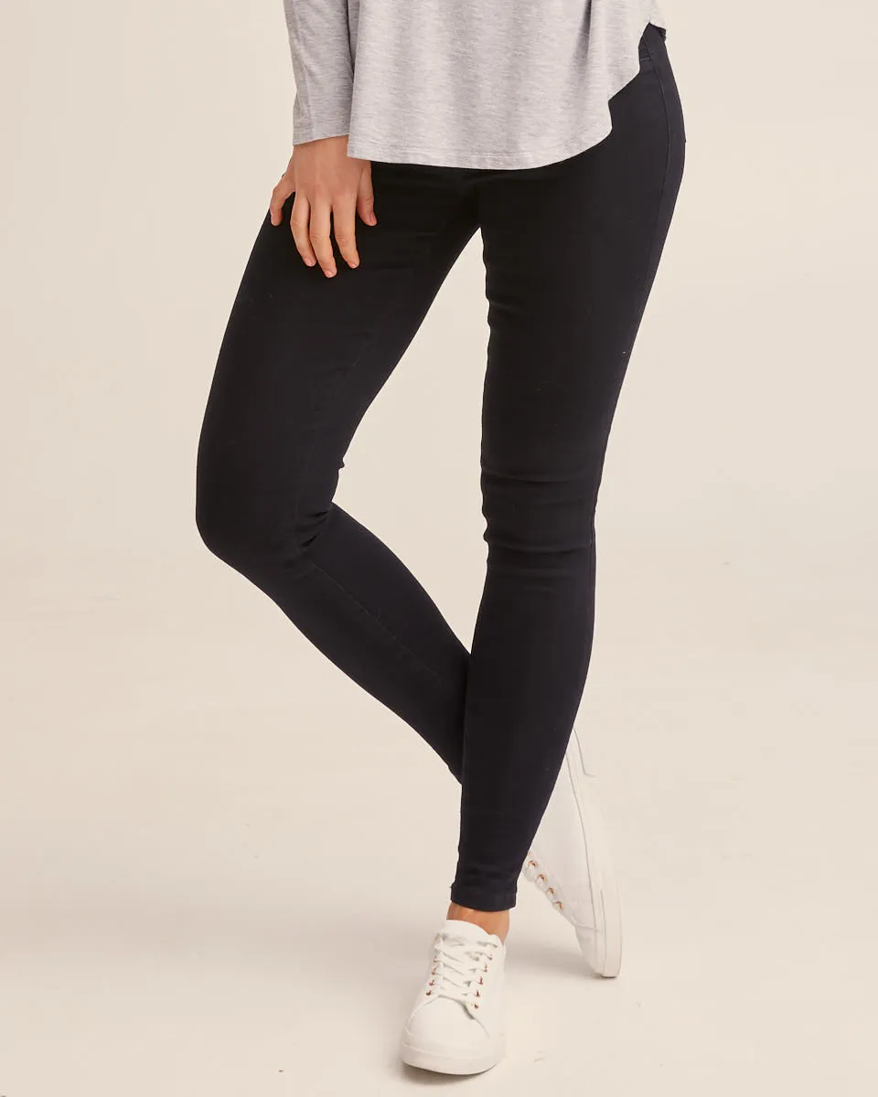 High Waist Stretch Denim Jeans - Black