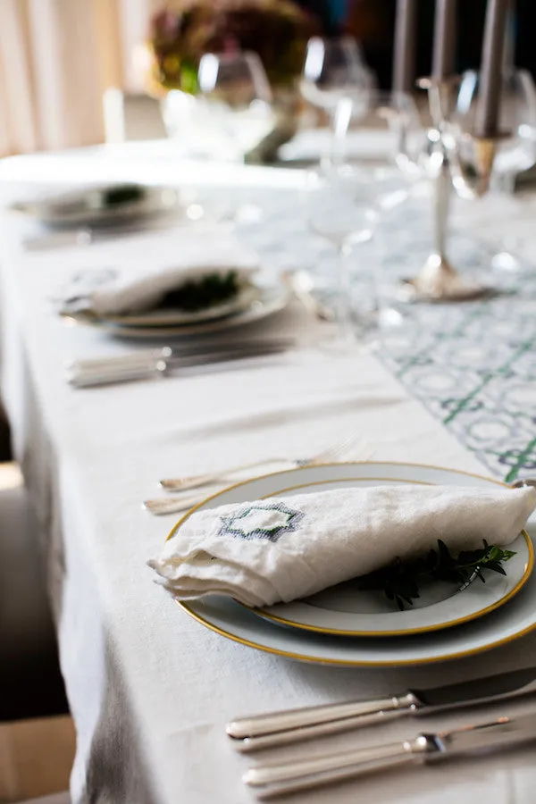 LINEN TABLECLOTH WHITE ALHAMBRA