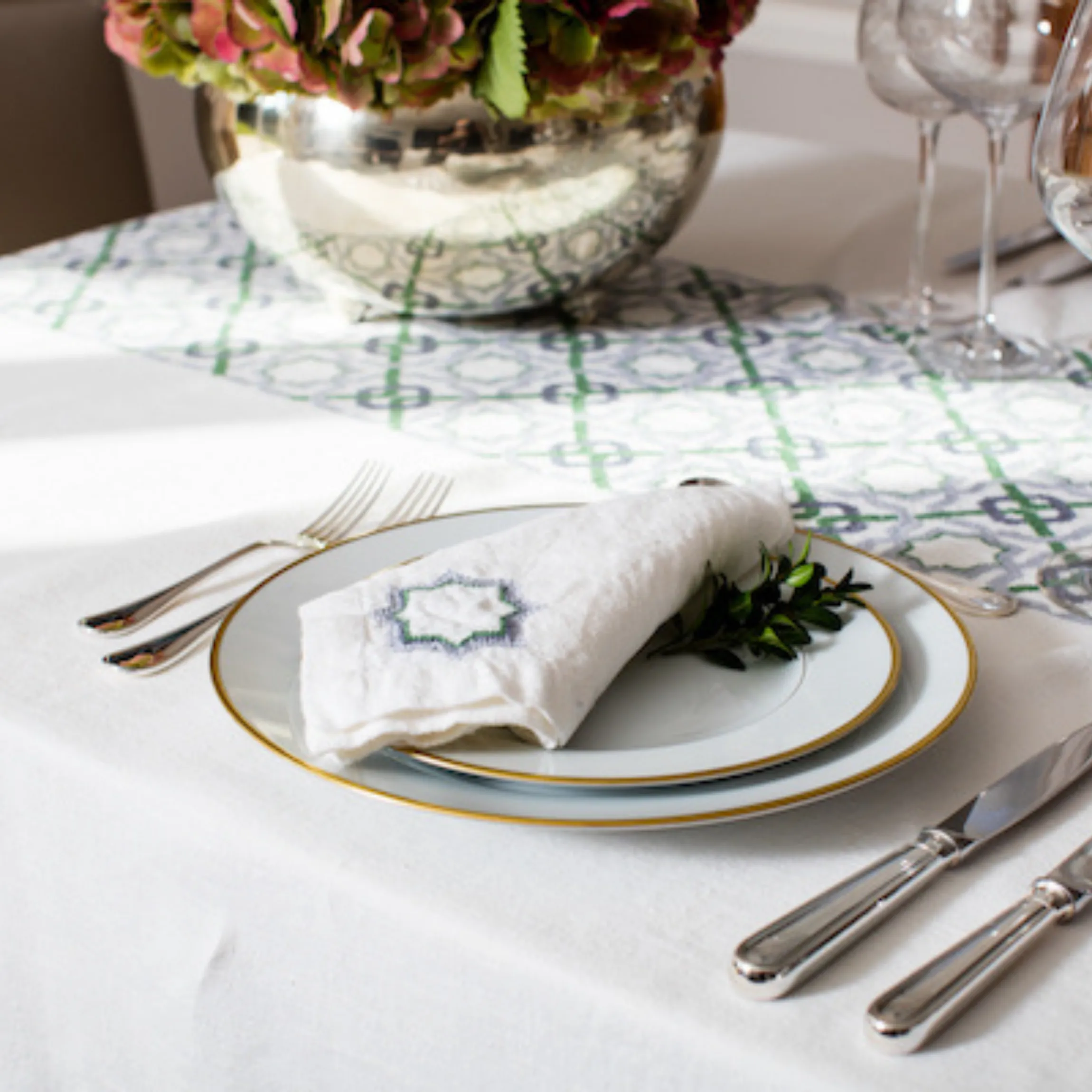 LINEN TABLECLOTH WHITE ALHAMBRA