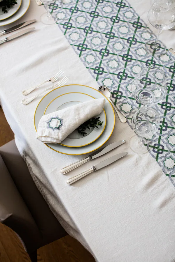 LINEN TABLECLOTH WHITE ALHAMBRA