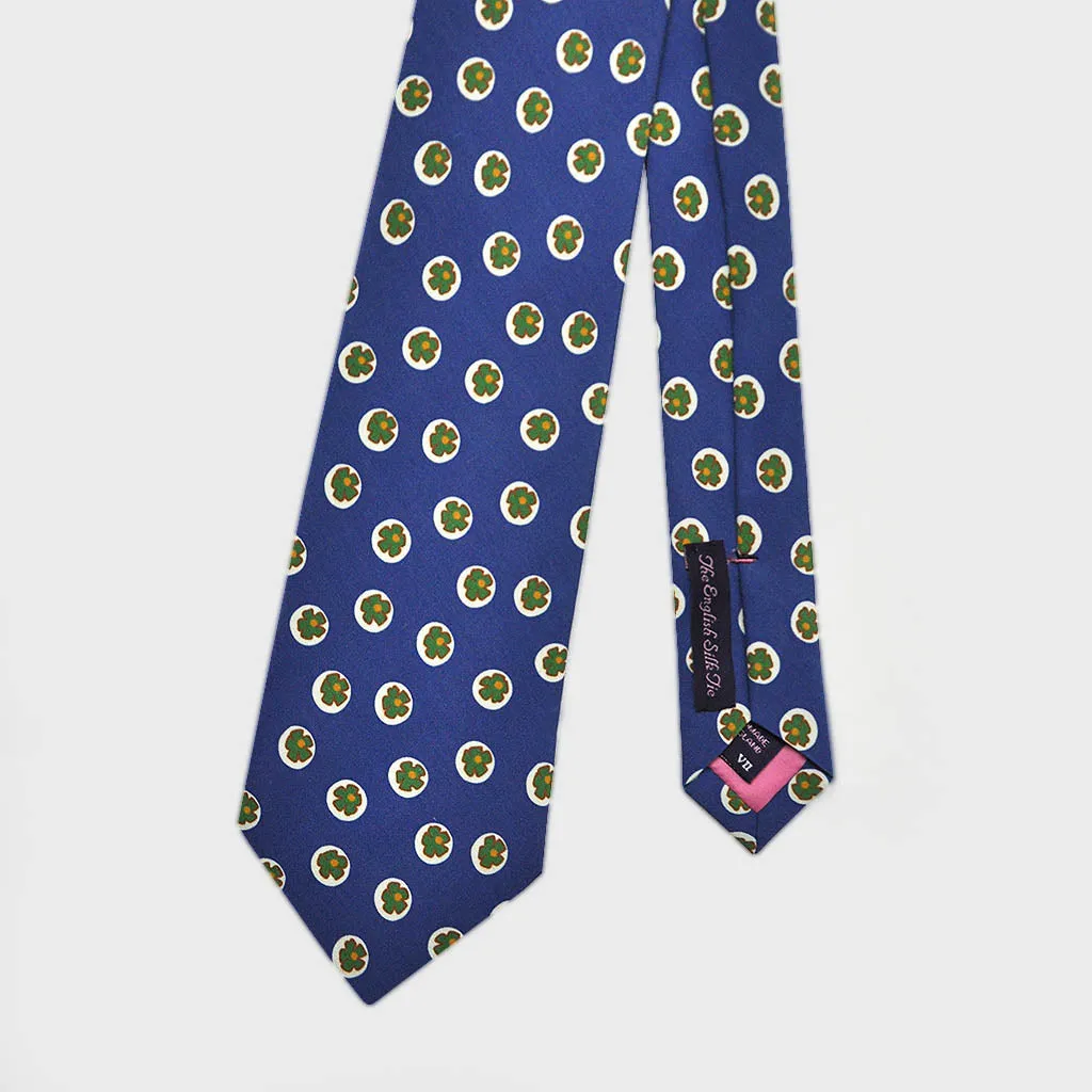 Little Flower Silk Tie in Azure Blue