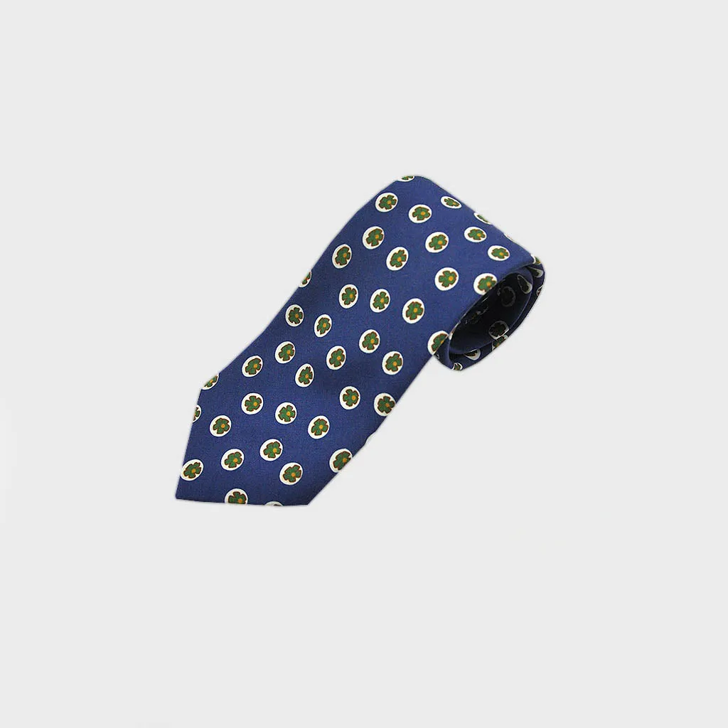 Little Flower Silk Tie in Azure Blue