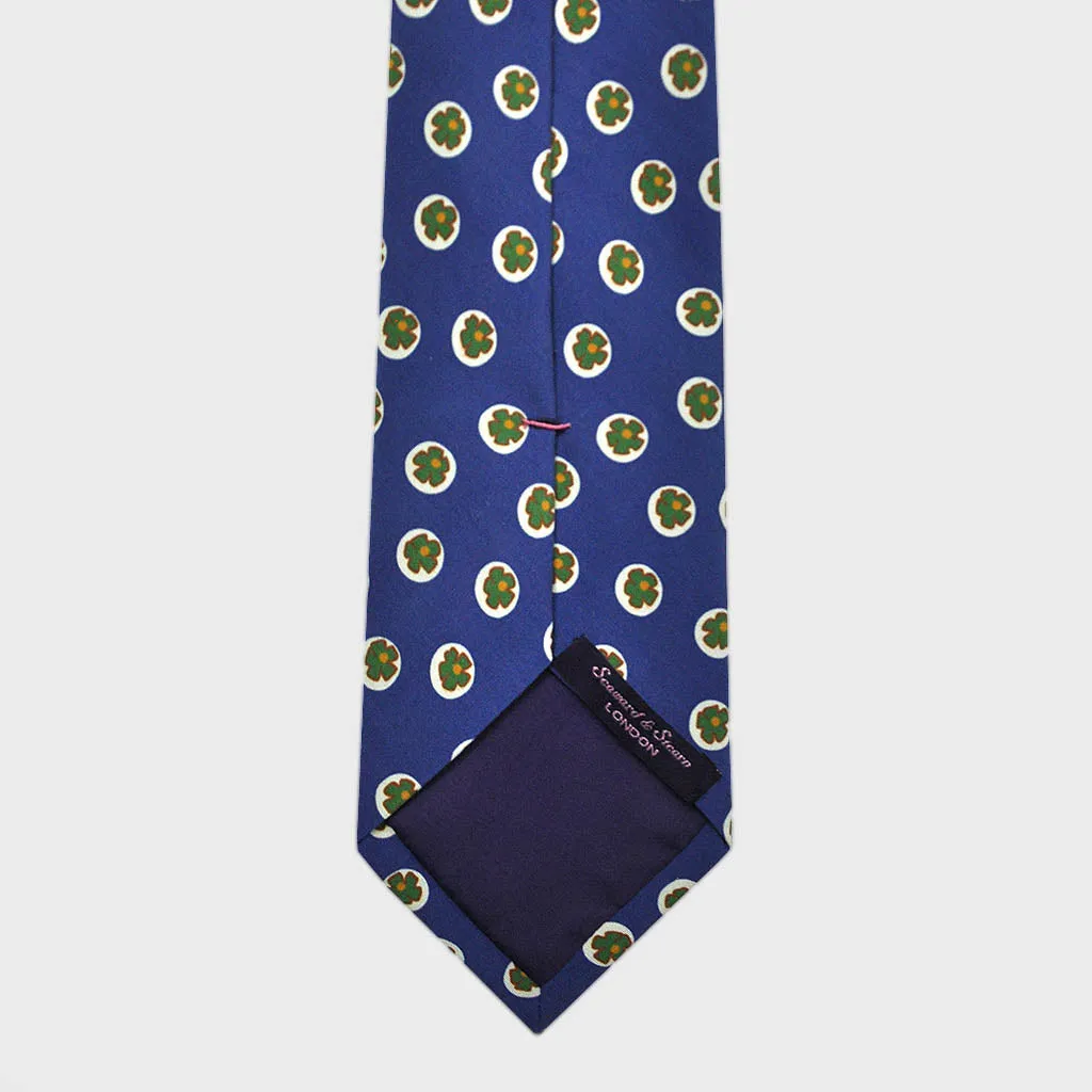 Little Flower Silk Tie in Azure Blue