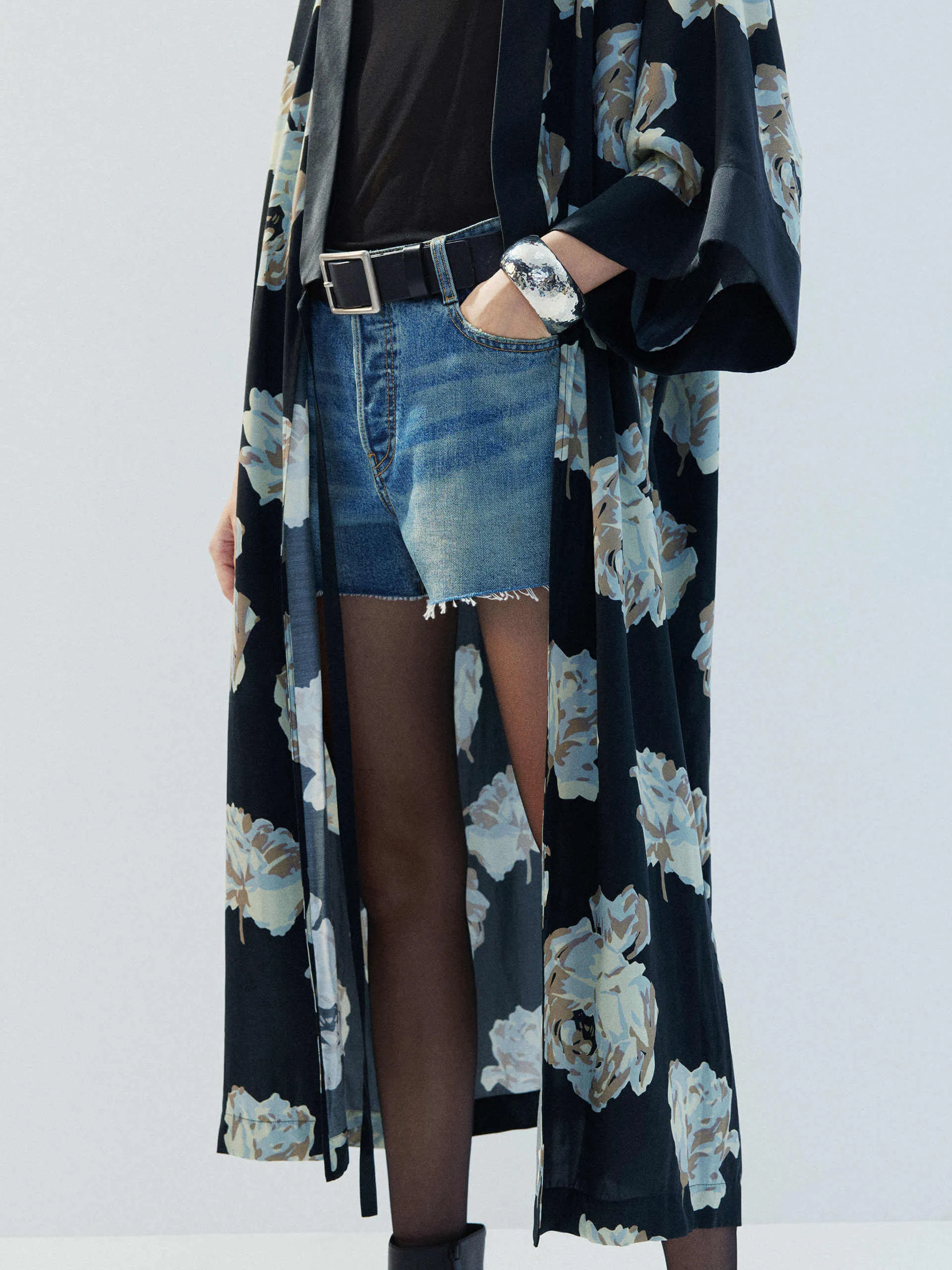 Long Floral Printed Coat