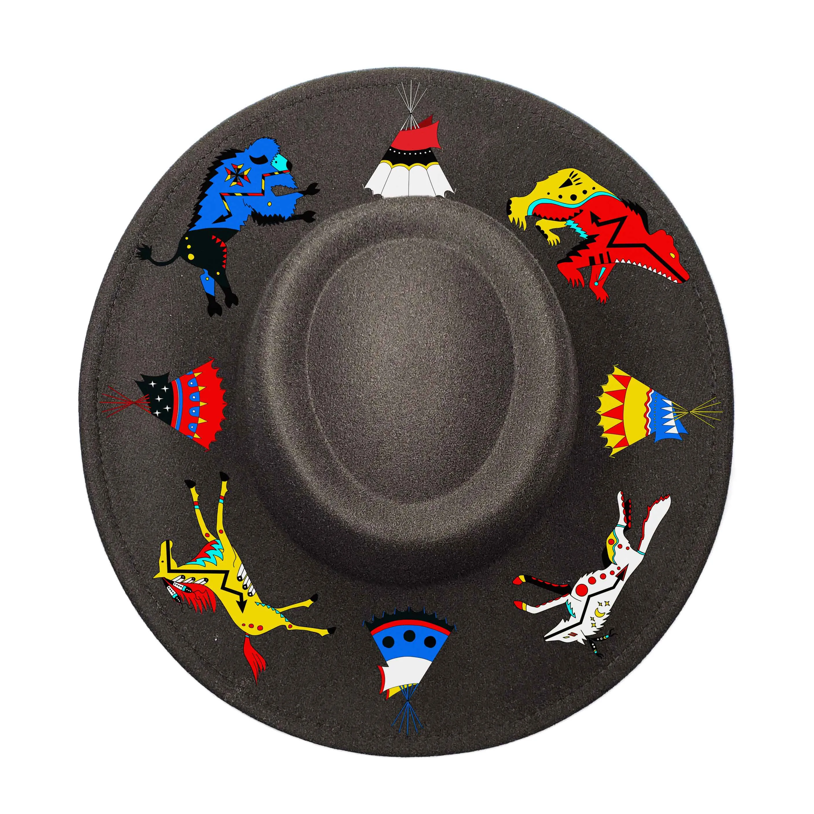 Medicine Wheel Ledger Animals Wide Brim Journey Hat