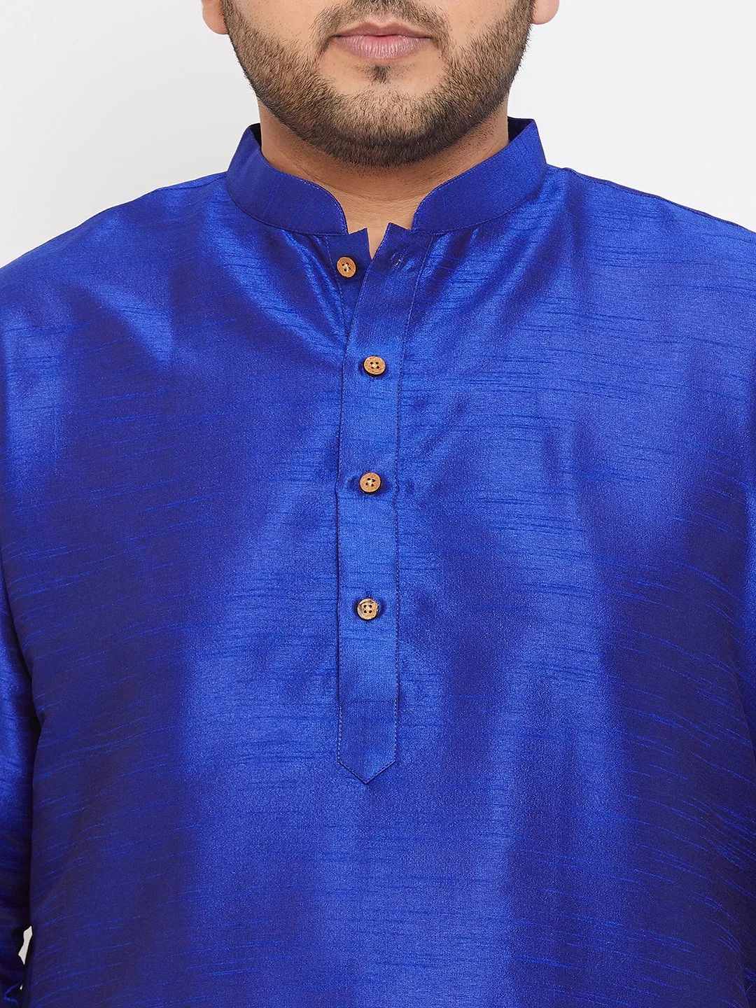 Men's Plus Blue Silk Blend Kurta Pyjama Set - Vastramay