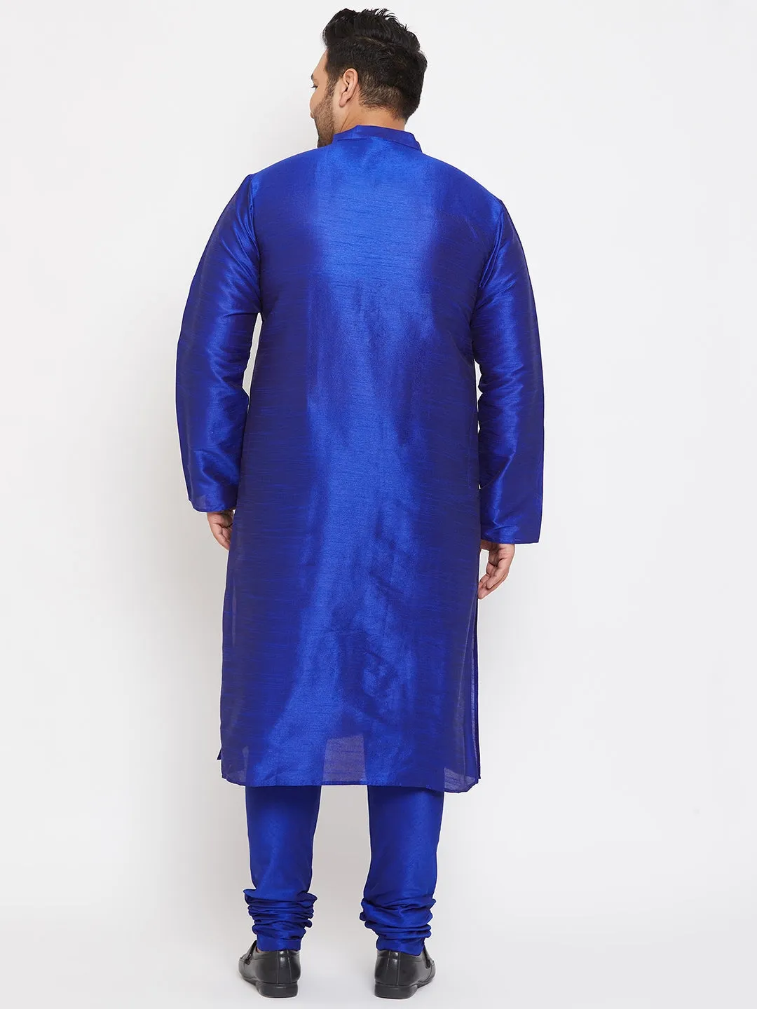 Men's Plus Blue Silk Blend Kurta Pyjama Set - Vastramay