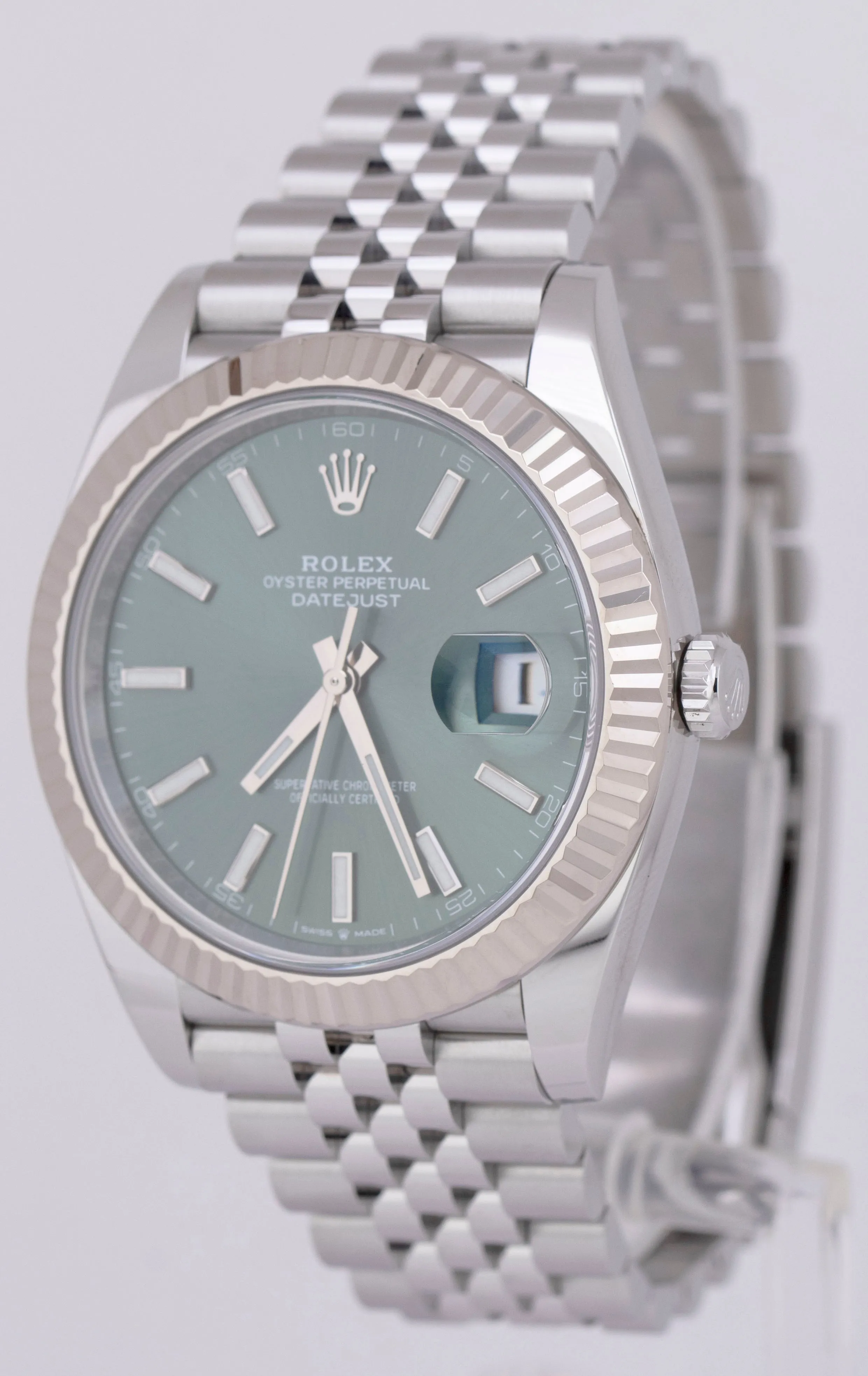 MINT 2022 PAPERS Rolex DateJust 41 Mint Green JUBILEE 41mm Watch 126334 B P