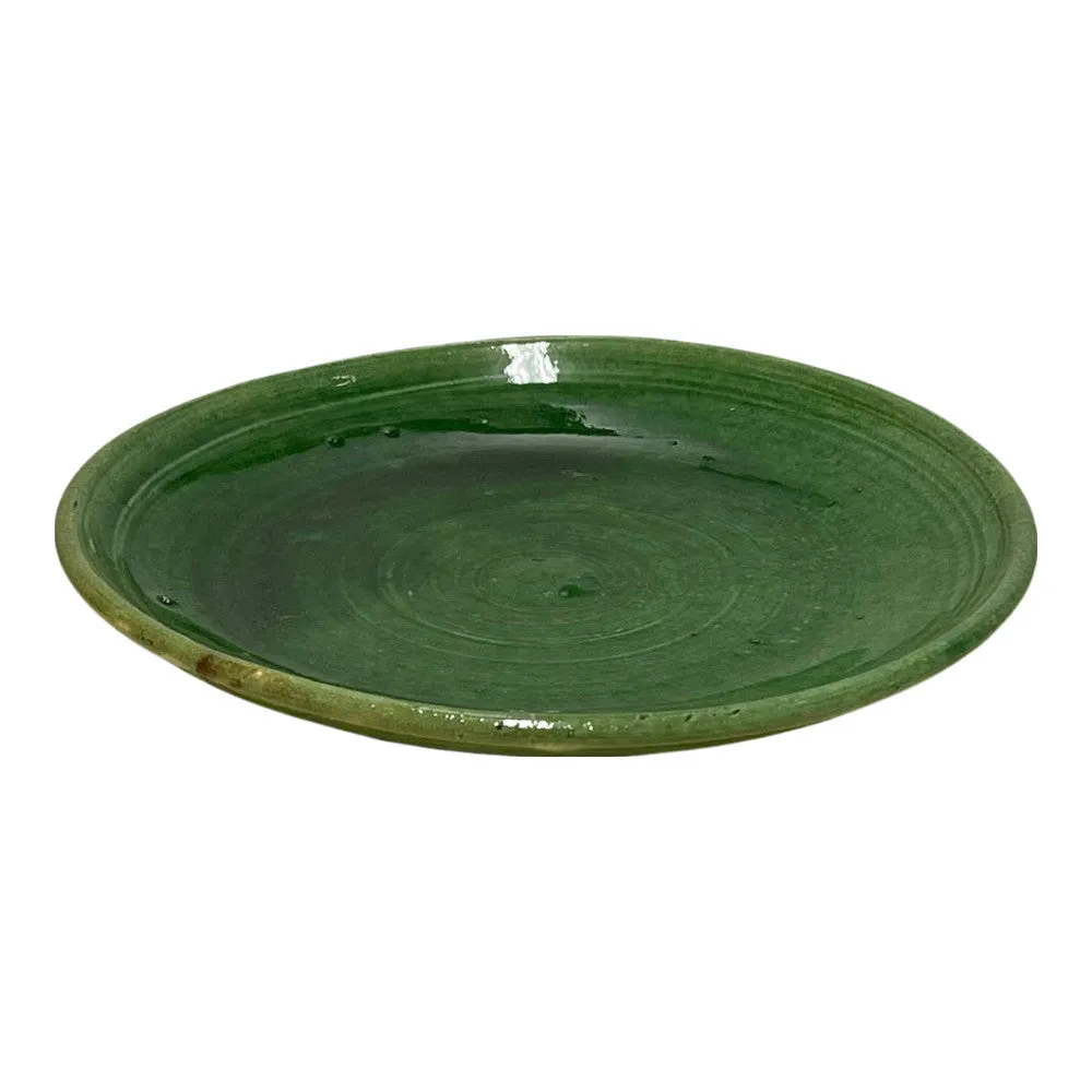 Moroccan Ceramic Decorative Plate With Green Glaze