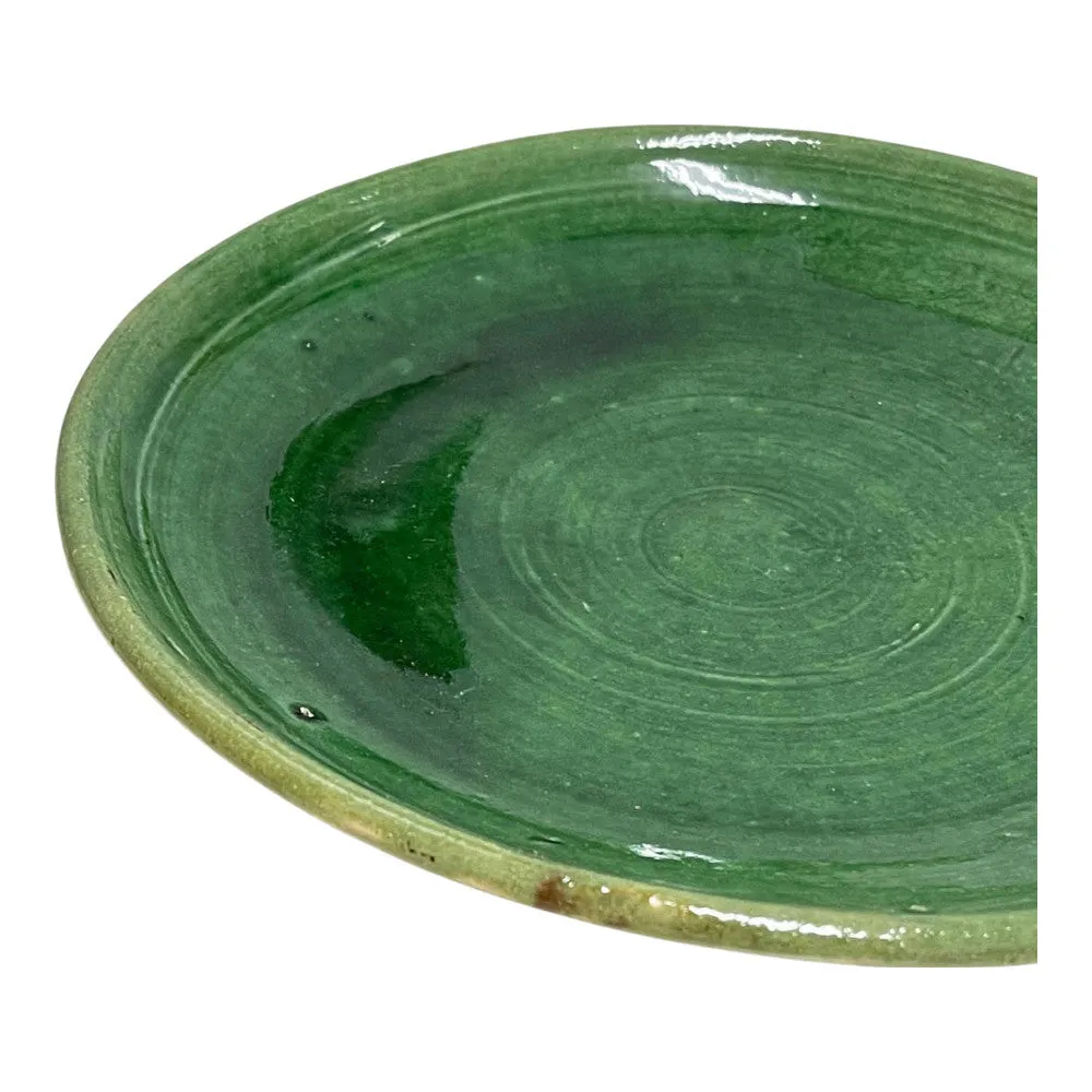 Moroccan Ceramic Decorative Plate With Green Glaze