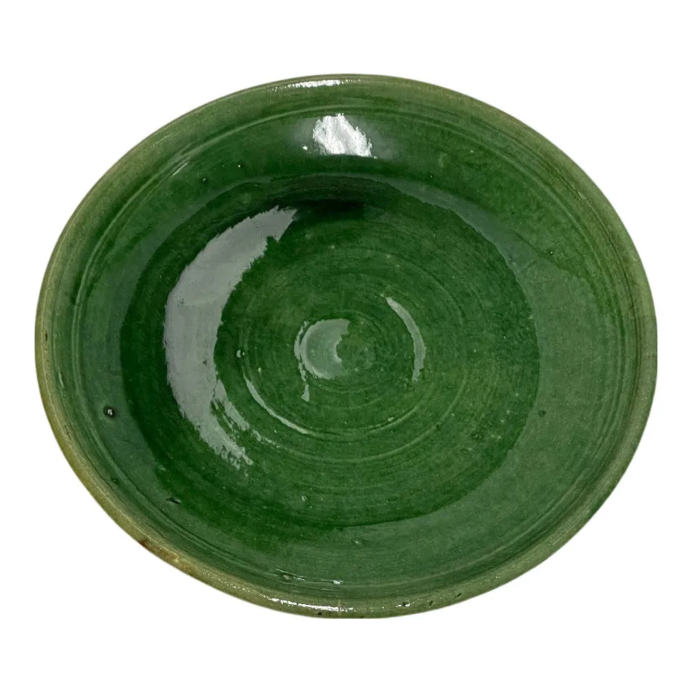 Moroccan Ceramic Decorative Plate With Green Glaze