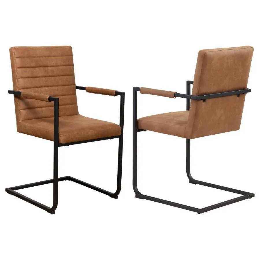 Nate - Upholstered Dining Arm Chair (Set of 2) - Antique Brown