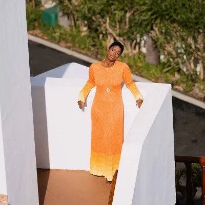 Open Box - Women's Long Sleeve Open Back Maxi Dress - Future Collective with Jenee Naylor Orange Ombre XXS