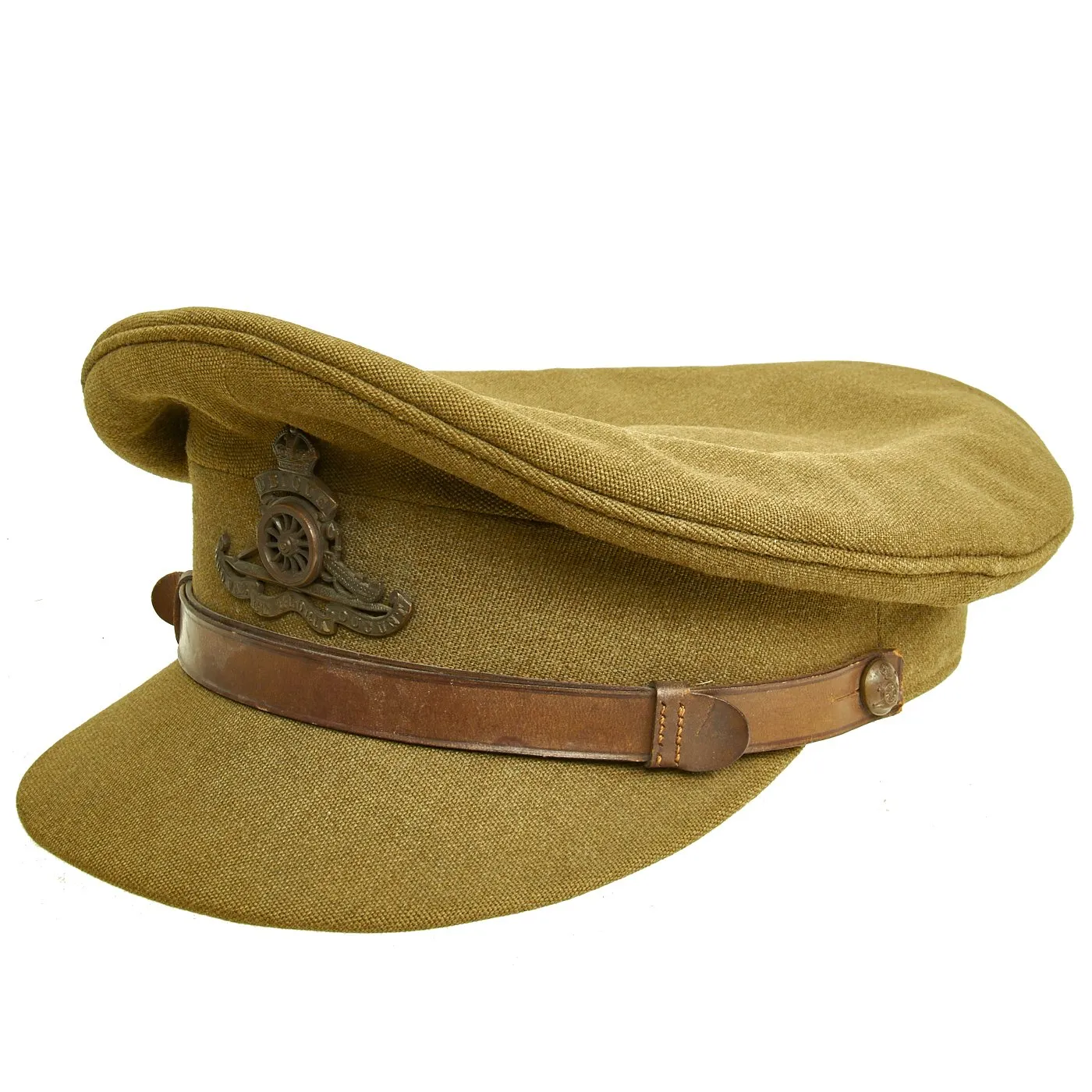 Original British WWII Royal Artillery Officer Peaked Visor Cap by Herbert Johnson Hatters