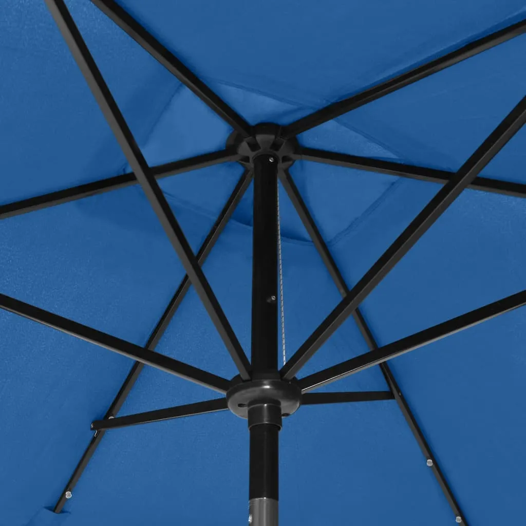 Parasol with LEDs and Steel Pole Azure Blue 2x3 m