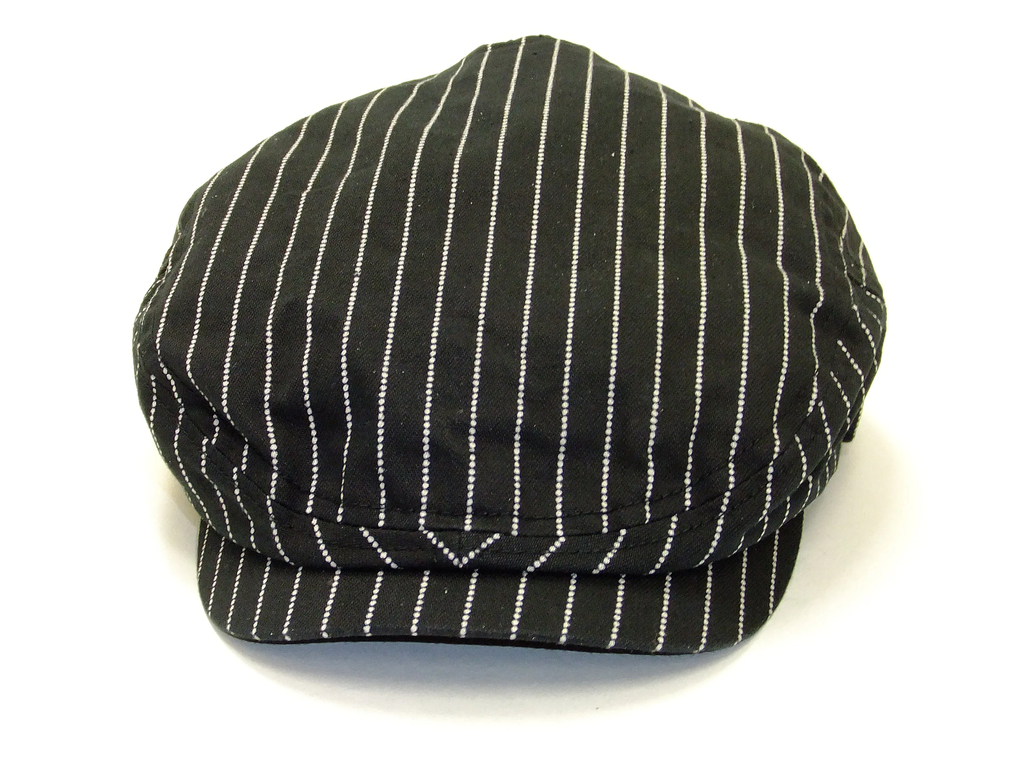 Pherrow's Men's Casual Vintage Style Wabash Stripe Flat Cap Made in Japan SHC1-W Black