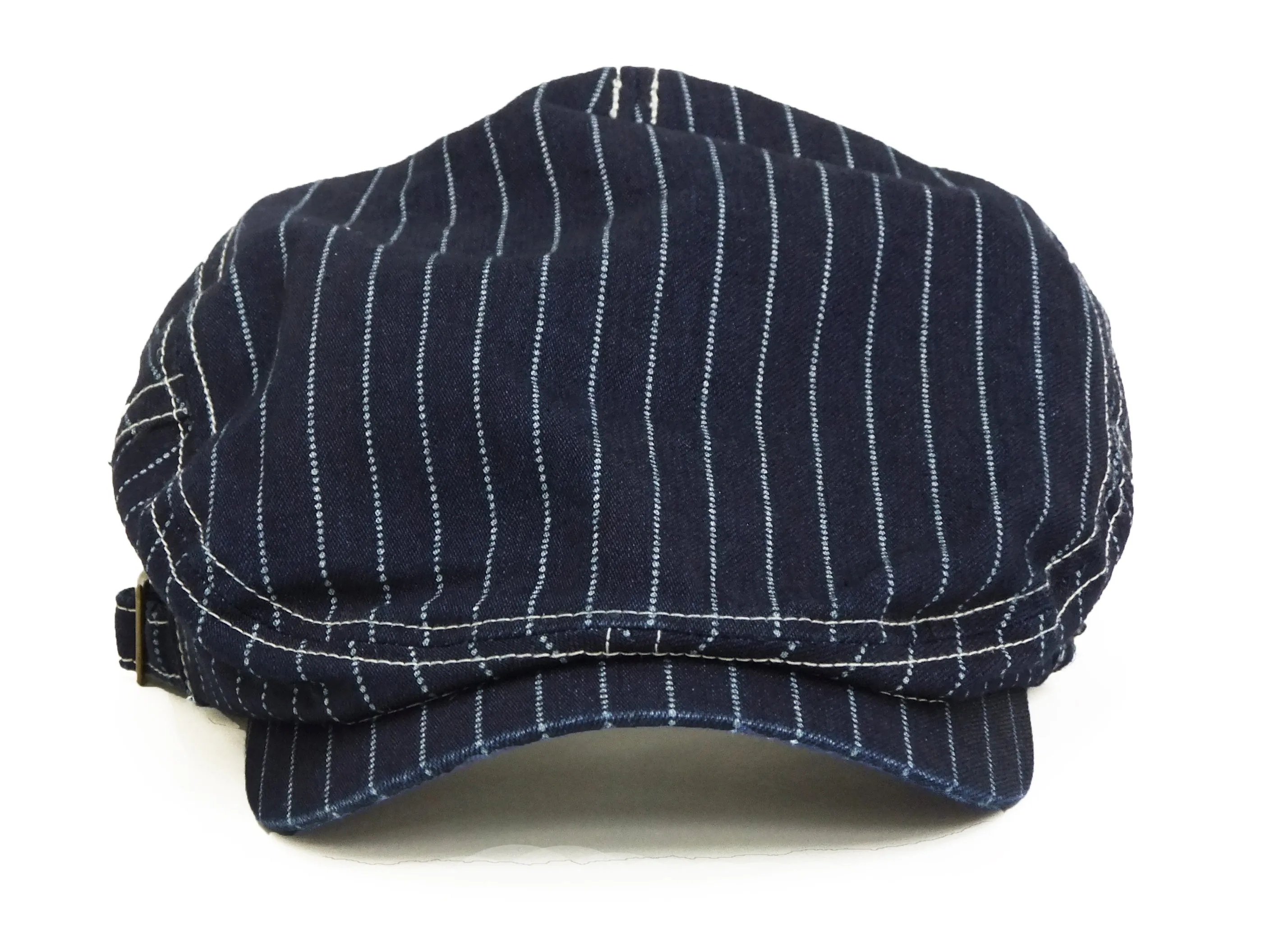 Pherrow's Men's Casual Vintage Style Wabash Stripe Flat Cap Made in Japan SHC1-W Indigo