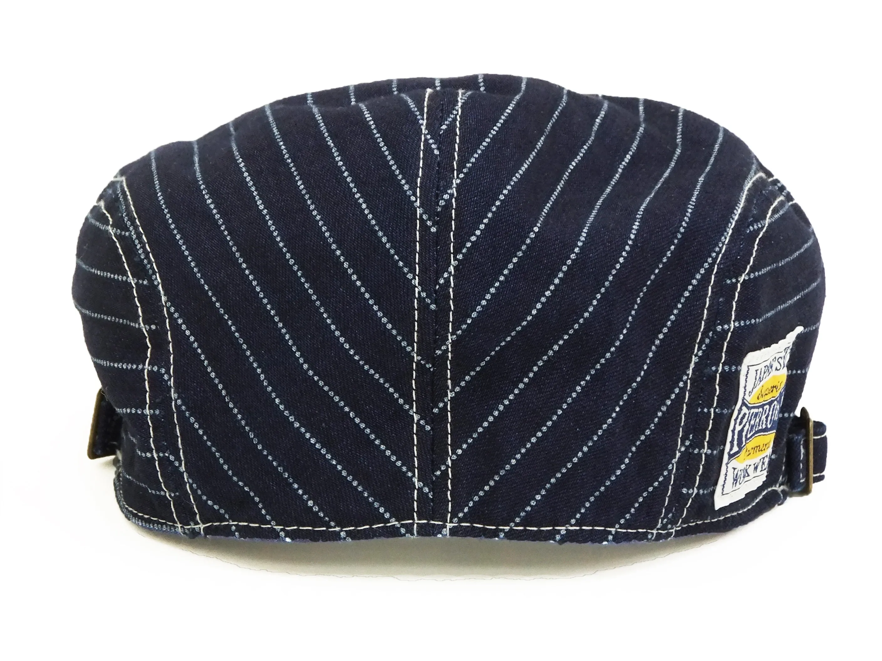 Pherrow's Men's Casual Vintage Style Wabash Stripe Flat Cap Made in Japan SHC1-W Indigo