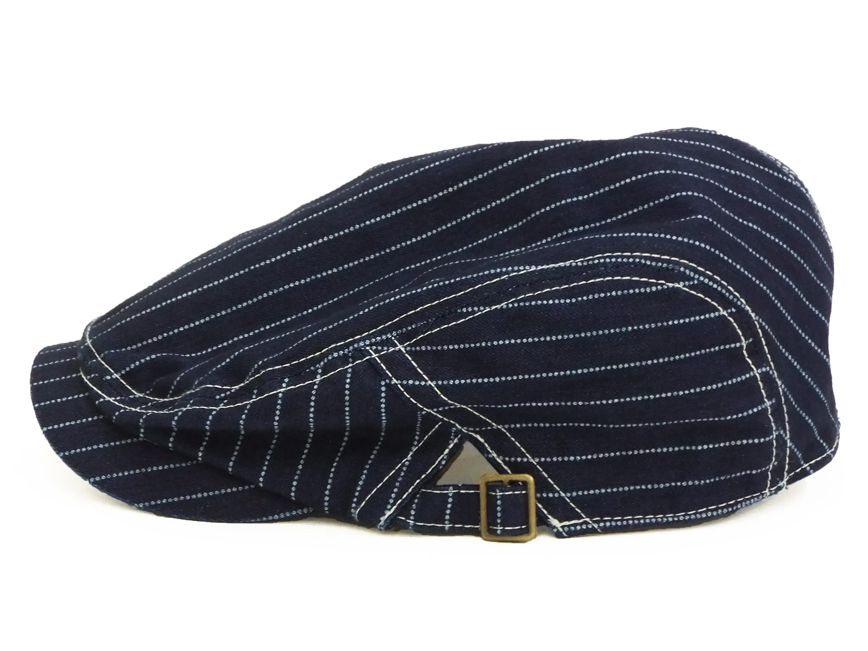 Pherrow's Men's Casual Vintage Style Wabash Stripe Flat Cap Made in Japan SHC1-W Indigo