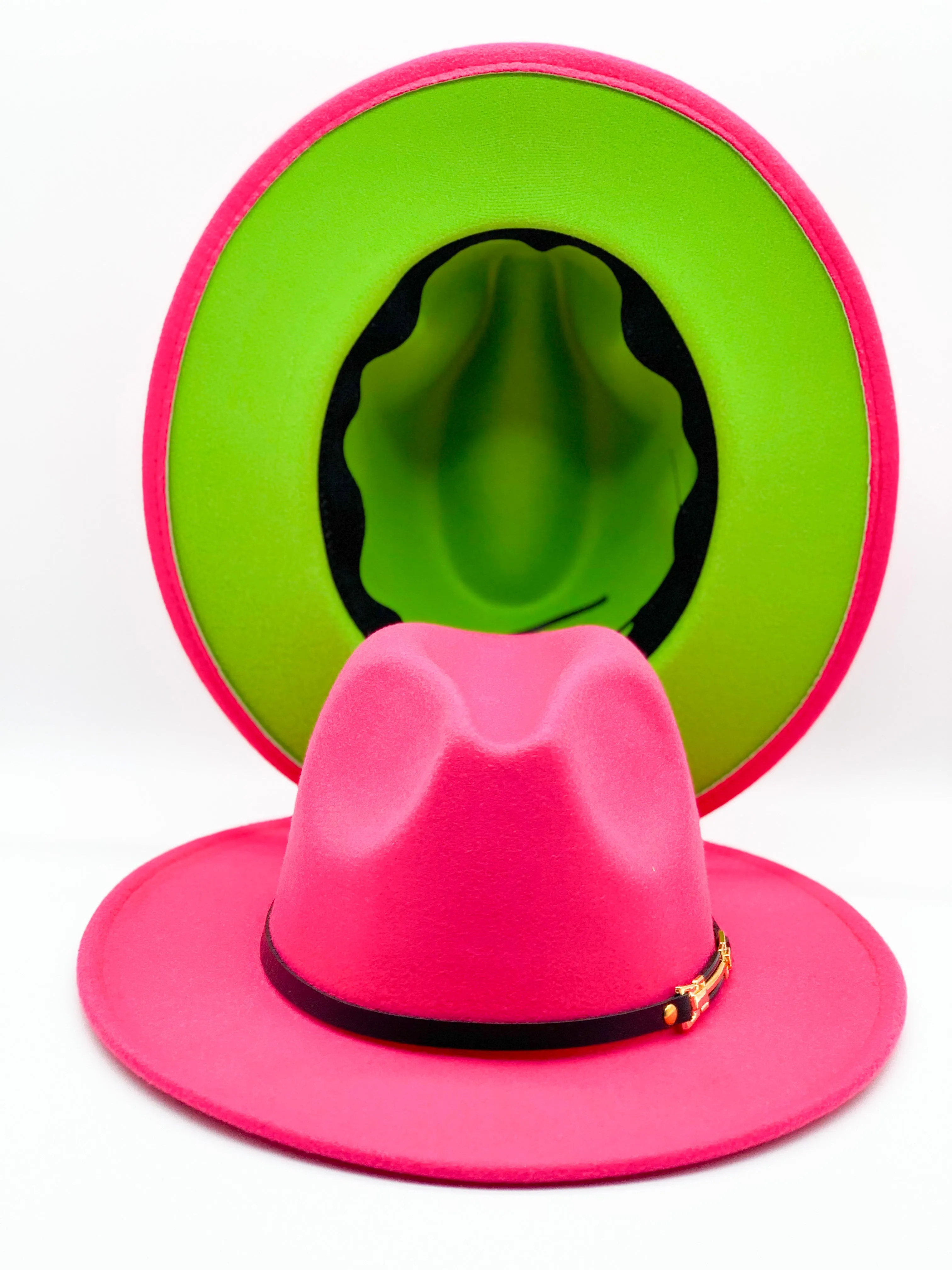 Pink/ Green Fedora Hats