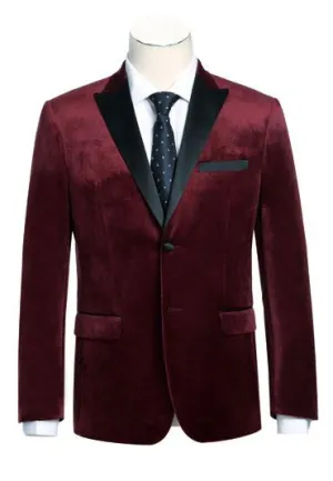 RENOIR Red Slim Fit Stretch Tuxedo Blazer 290-8