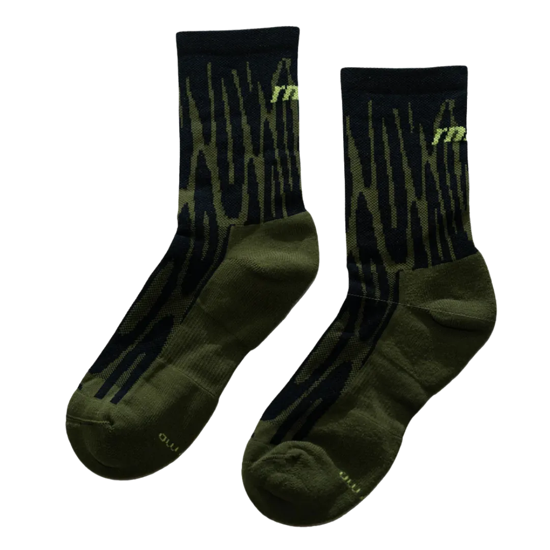 RNNR - Marathon Crew Sock - Drippy Cheetah Green