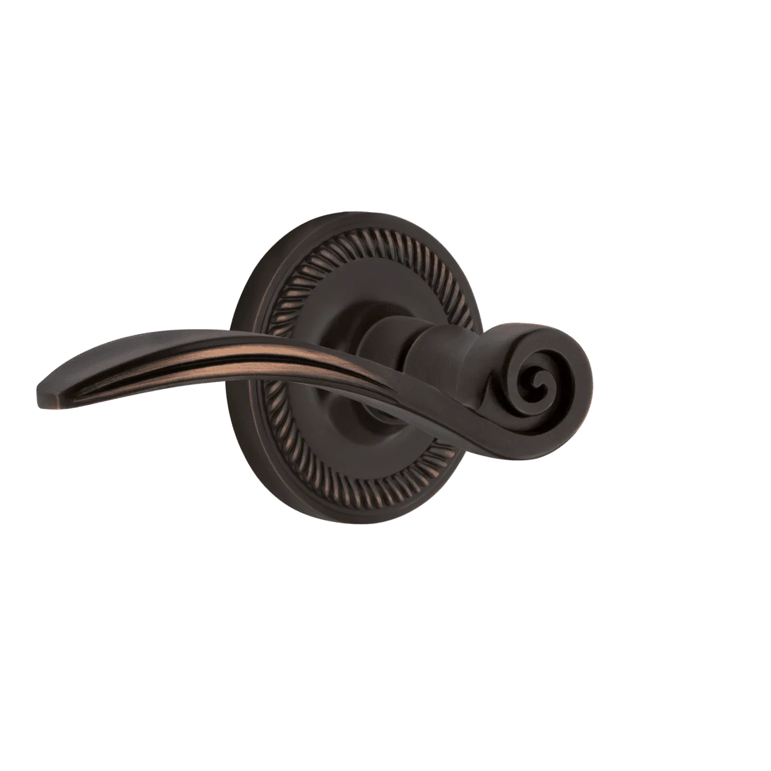 Rope Rosette with Swan Lever in Timeless Bronze