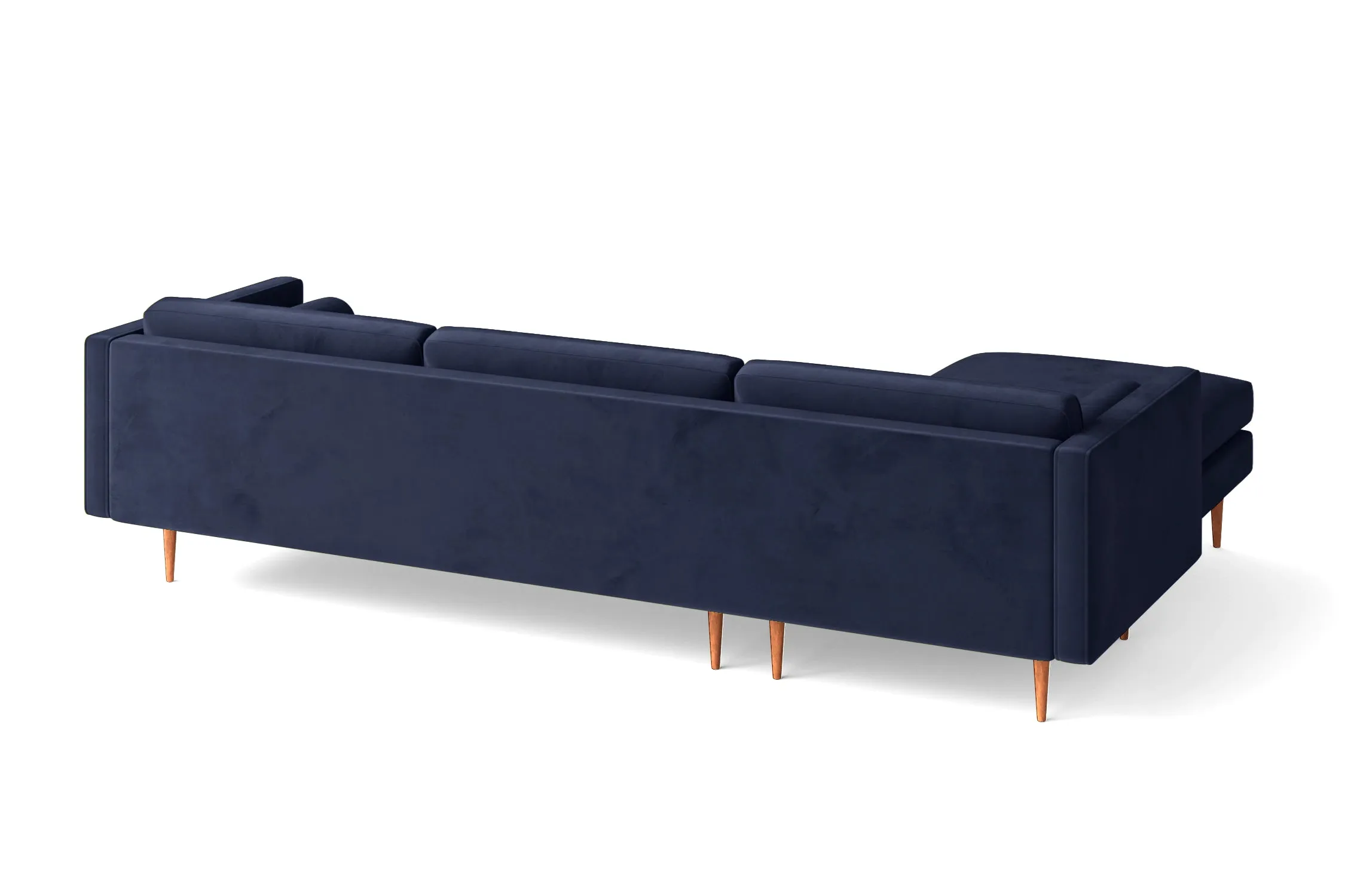 Salerno 3 Seater Left Hand Facing Chaise Lounge Corner Sofa Dark Blue Velvet