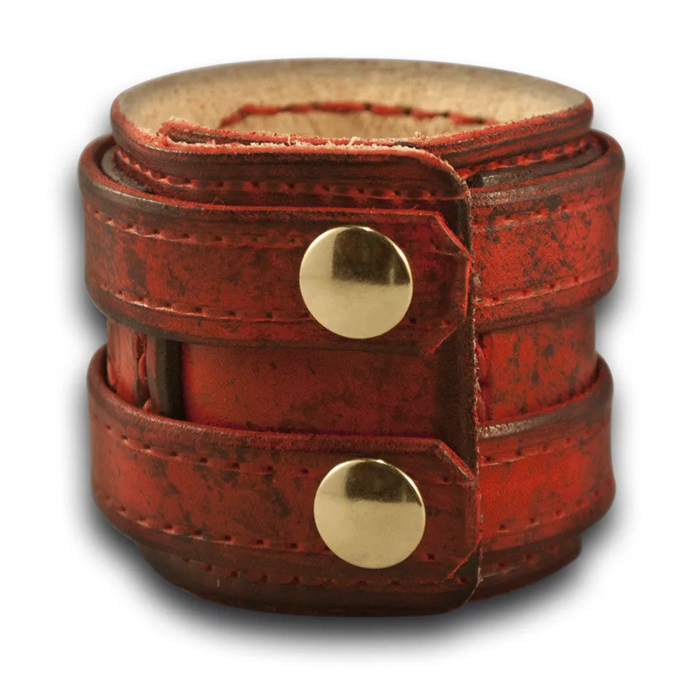 Scarlet Layered Leather Double Strap Cuff with Snaps