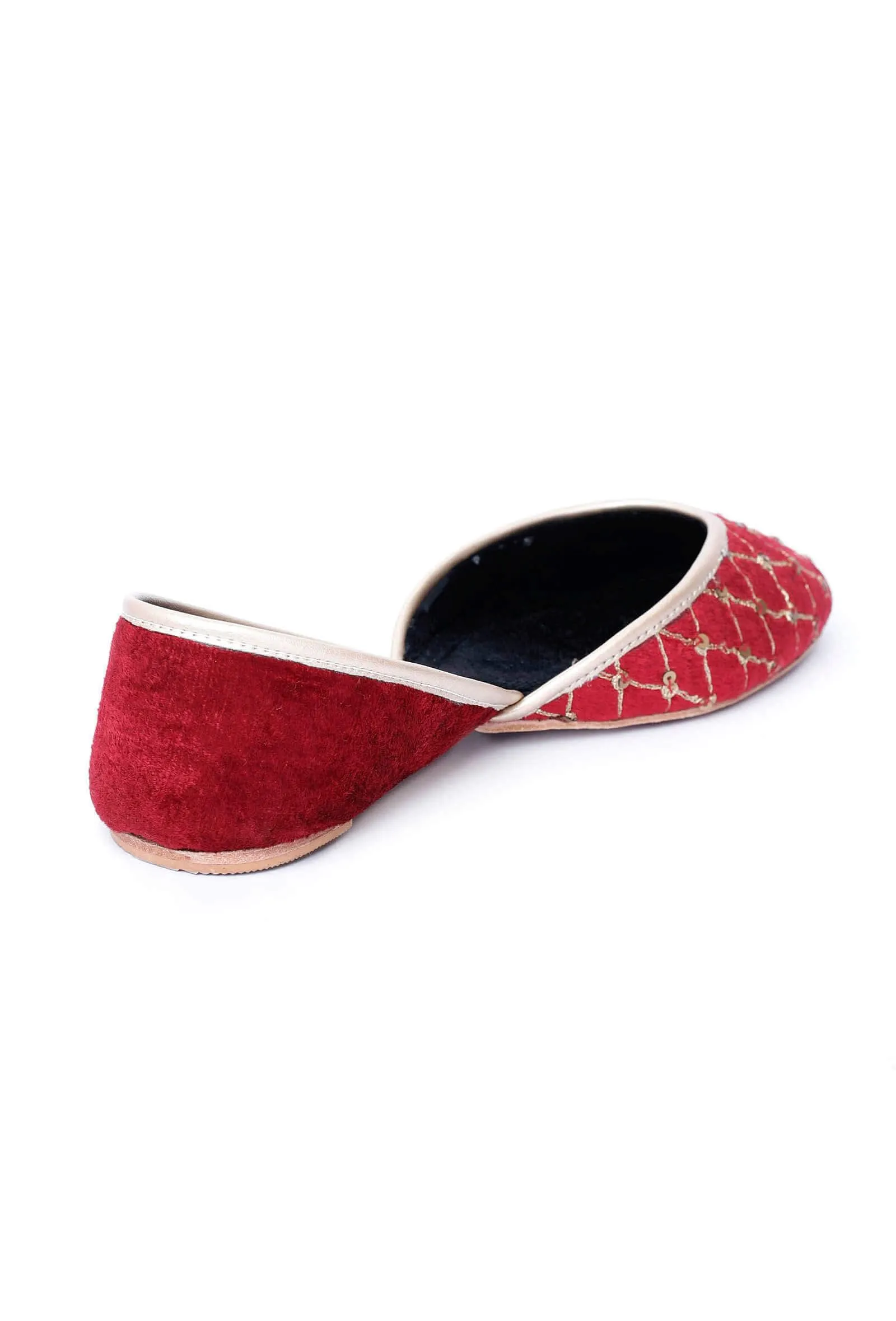 Scarlet Red Contrast Velvet Jutti