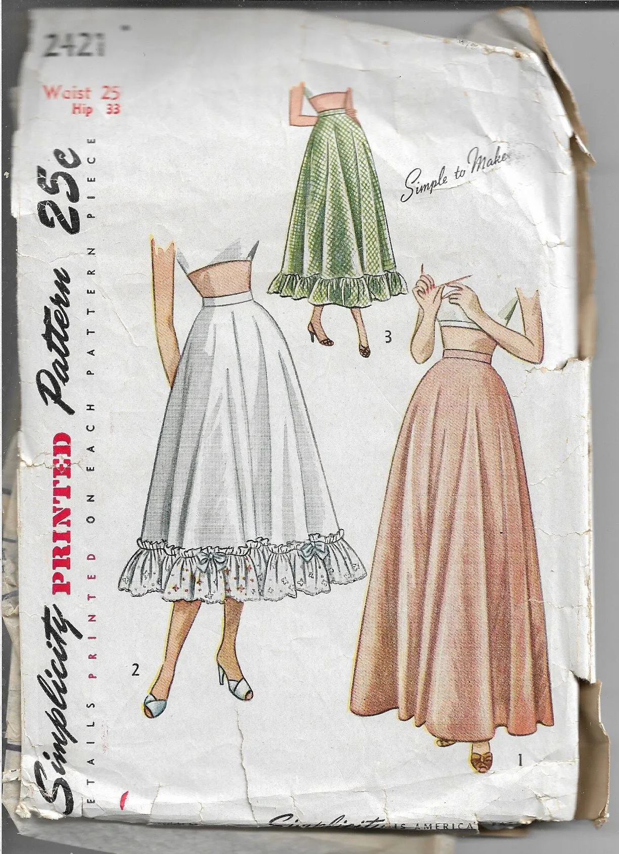 Simplicity 2421 Ladies Ballerina Petticoat Vintage Sewing Pattern 1940s