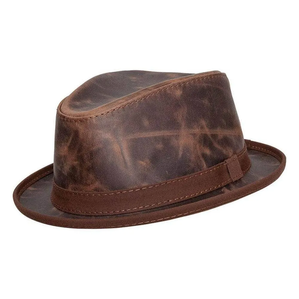 Soho | Mens Trilby Leather Fedora Hat