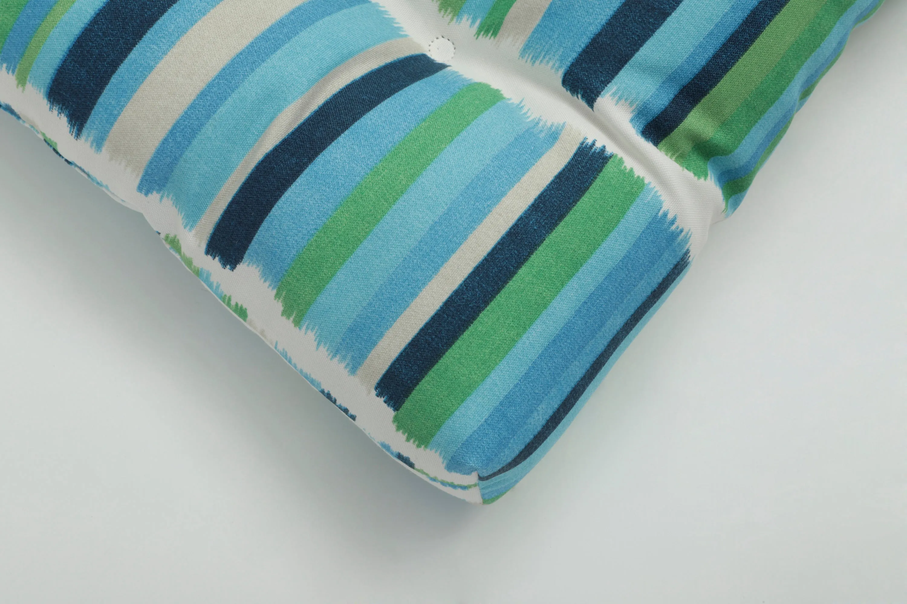 Solar Stripe Azure Deluxe Tufted Chairpad (Set of 2)