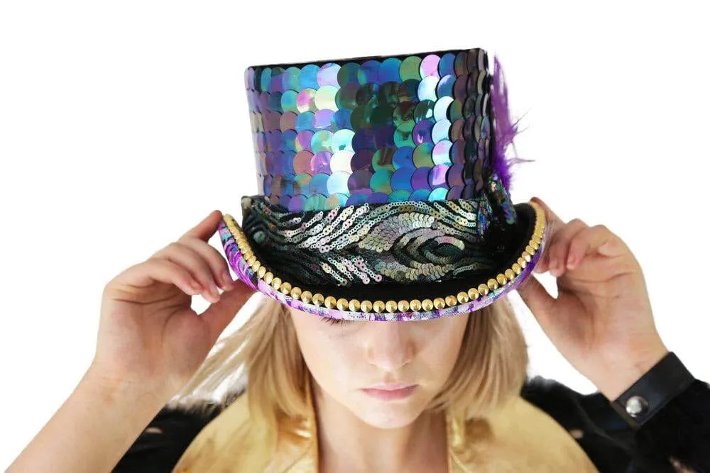 Start Wearing Purple Top Hat with LED Lights